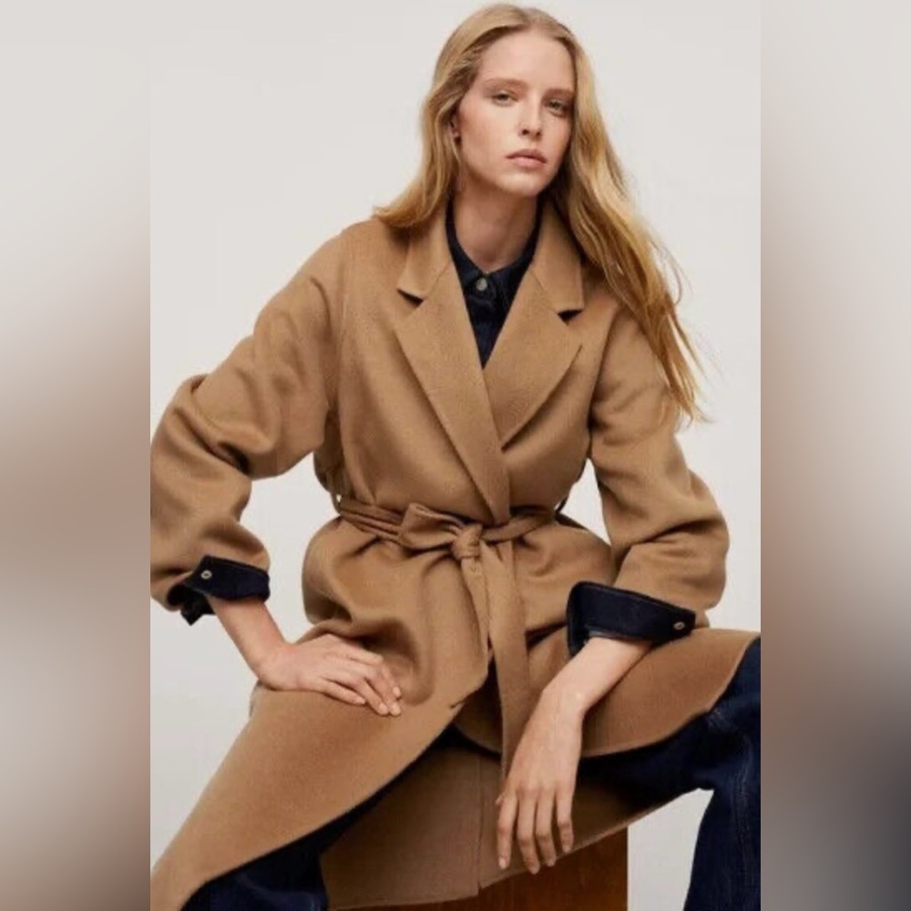 Wool blend belted coat
